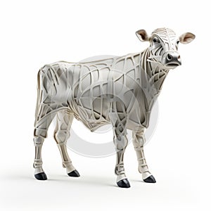 High-quality 3d Toy Cow With Grid Pattern Design