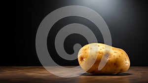 High Quality 8k Photo Of Potato On Dark Minimalist Background