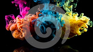 High quality abstract colourful smoke on a dark background, Generative AI