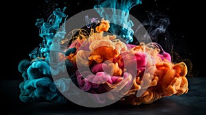 High quality abstract colourful smoke on a dark background, Generative AI