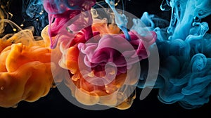 High quality abstract colourful smoke on a dark background, Generative AI