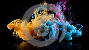 High quality abstract colourful smoke on a dark background, Generative AI