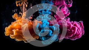 High quality abstract colourful smoke on a dark background, Generative AI