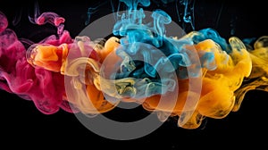 High quality abstract colourful smoke on a dark background, Generative AI