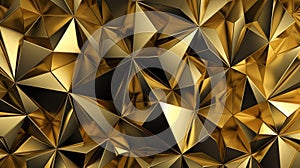 Abstract luxury gold 3d polygonal pattern texture, Generative AI