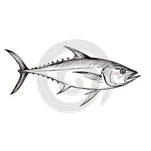 High Quality Albacore Tuna Illustration In Silver Style