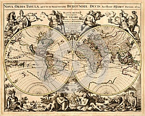 High Quality Antique World Map - H. Jaillot 1694