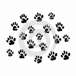 High-quality Black Labrador Retriever Paw Prints On White Background