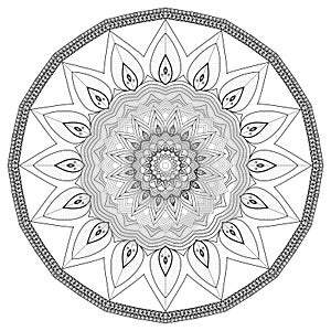 High quality black mandala on white background. It is ideal for coloring, and design