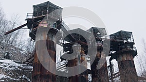 High-quality Closeup footage of Liban Quarry - Old machines and piping equipment