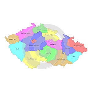 High quality colorful labeled map of Czech republic with borders photo