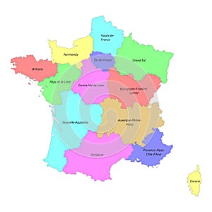 High quality colorful labeled map of France with borders