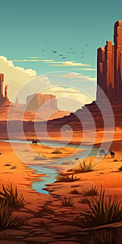 High Quality Crag Illustration Of Wild West Landscape