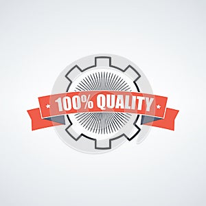 High quality Customer support service signs. 100 quality guarantee label. Cogwheel gear. Stock vector illustration isolated