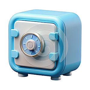3d blue safe with combination lock isolated on transparent background