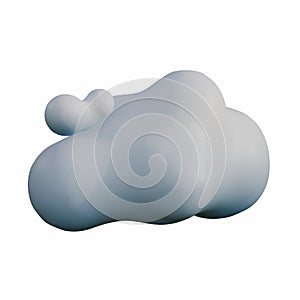 A high-quality 3D render of a white and blue cloud floating in a clear, soft-lit environment
