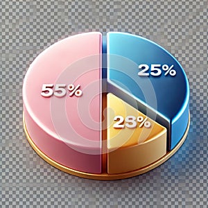 3D Colorful Pie Chart for Data Visualization and Analytics