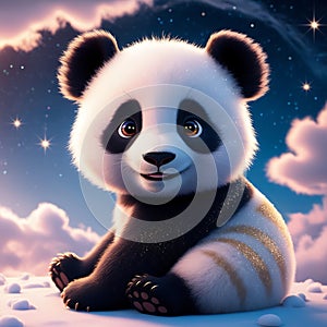 3D rendering of a cute panda featuring cute generative AI suitable for 4K HD wallpaperst