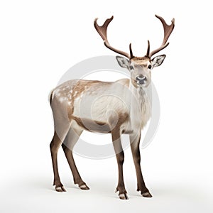 High Quality 3d Rendering Of Brown And White Reindeer On White Background