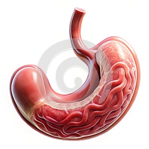 High-quality 3D rendering of the human stomach, highlighting its digestive function and structure, isolated on a white background photo
