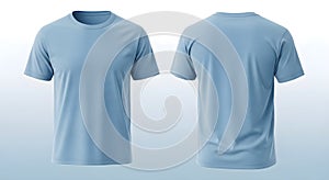Blank Light Blue T-Shirt Mockup - Front and Back Views