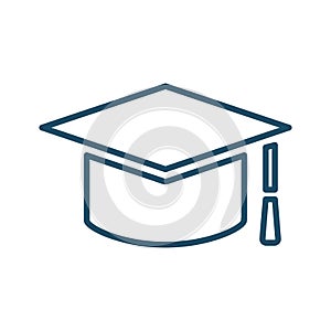 High quality dark blue flat academician graduate cap icon