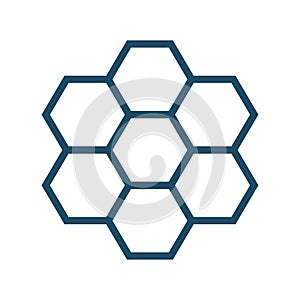 High quality dark blue flat bee honeycomb icon.