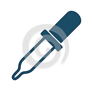 High quality dark blue flat eyedropper icon on white background