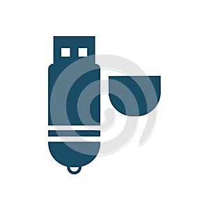 High quality dark blue flat flash disk icon