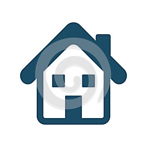 High quality dark blue flat house icon on white background