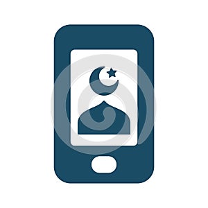 High quality dark blue flat islamic adhan application icon