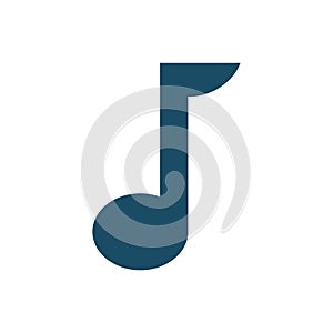 High quality dark blue flat music quaver note icon