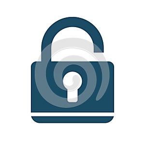 High quality dark blue flat padlock icon