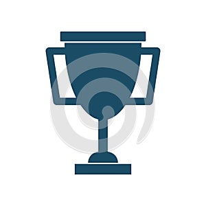 High quality dark blue flat prize cup icon on white background