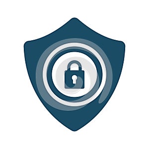 High quality dark blue flat safety, security shield icon