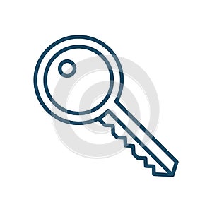 High quality dark blue outlined door key icon