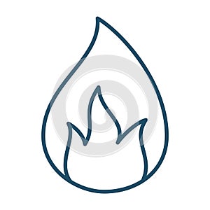 High quality dark blue outlined flame, fire, blaze icon