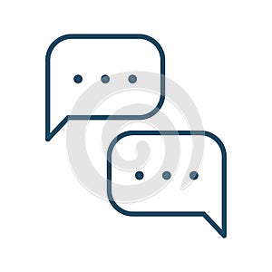 High quality dark blue outlined speech bubble, text message icon