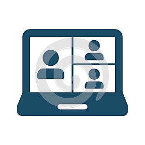 High quality dark blue video conference, webinar, meeting icon