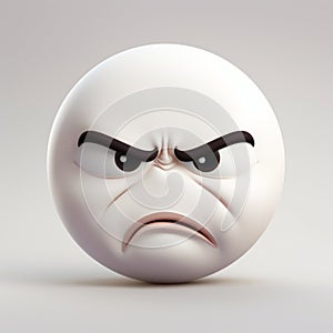 High-quality Frown Design: Angry Emoticon 3d Character On Gray Background