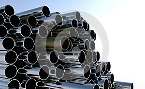 High quality Galvanized steel pipe or Aluminum and chrome stainless pipes in stack waiting