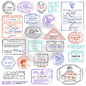 High Quality grunge Passport Stamp collection