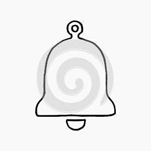 Hand drawn doodle vector illustration of a bell icon isolated on white background