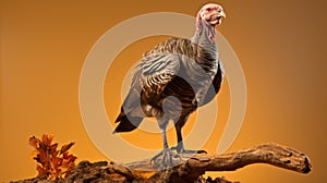 High-quality Hd Photograph Of Turkey Perched On Brown Stem