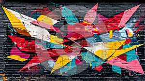 colorful and detailed graffiti on a brick wall showcasing urban street art culture and aesthetic photo