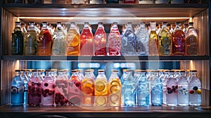modern presentation of electrolyte drink in a sleek fridge, attractive design for a hydration solution idea photo