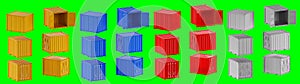 A high quality image of 10ft shipping containers on a green background.