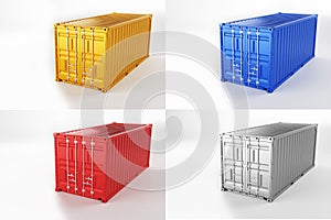 A high quality image of 20ft shipping containers on a white background.