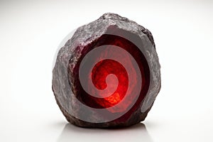Raw Ruby Crystal, High Quality Gemstone on White Background
