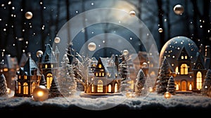Enchanted Miniature Christmas Village. Generative Ai